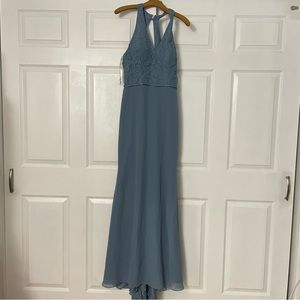 Christina Wu Blue Lace Bridesmaid Summer Floor Length Dress